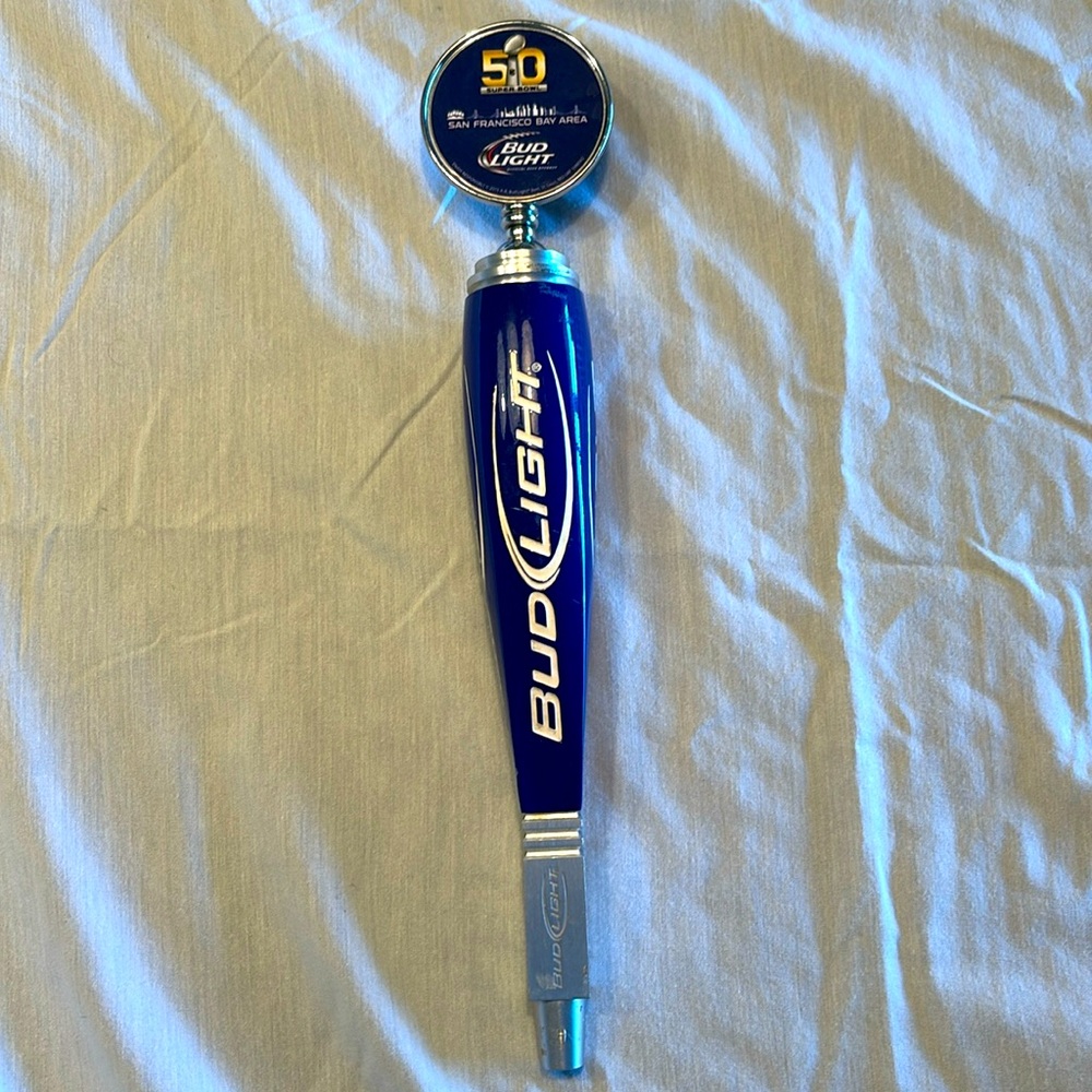 Classic Bud Light Draft Handle W/Super Bowl 50 topper ( Rare ) , 16in , $15